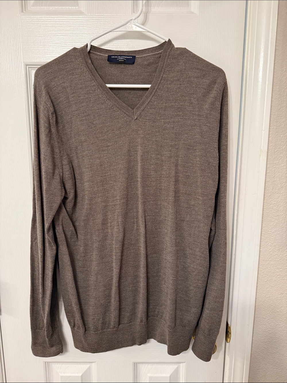 Charles Tyrwhitt Men's V-Neck Sweater - Taupe Brown